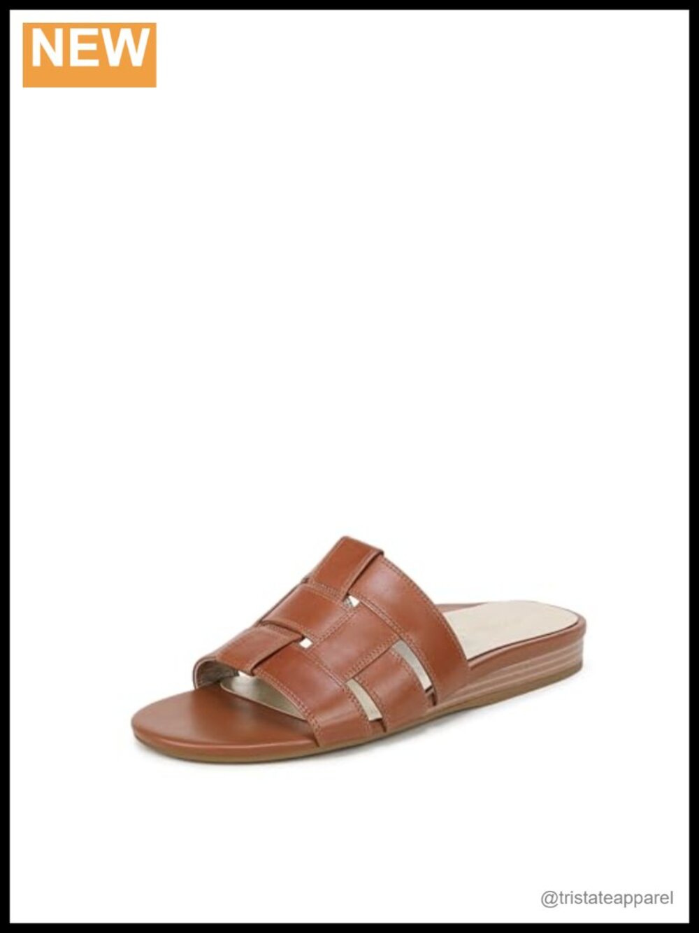 Woven Leather Slide Sandal with Arch Support Cushioned Footbed